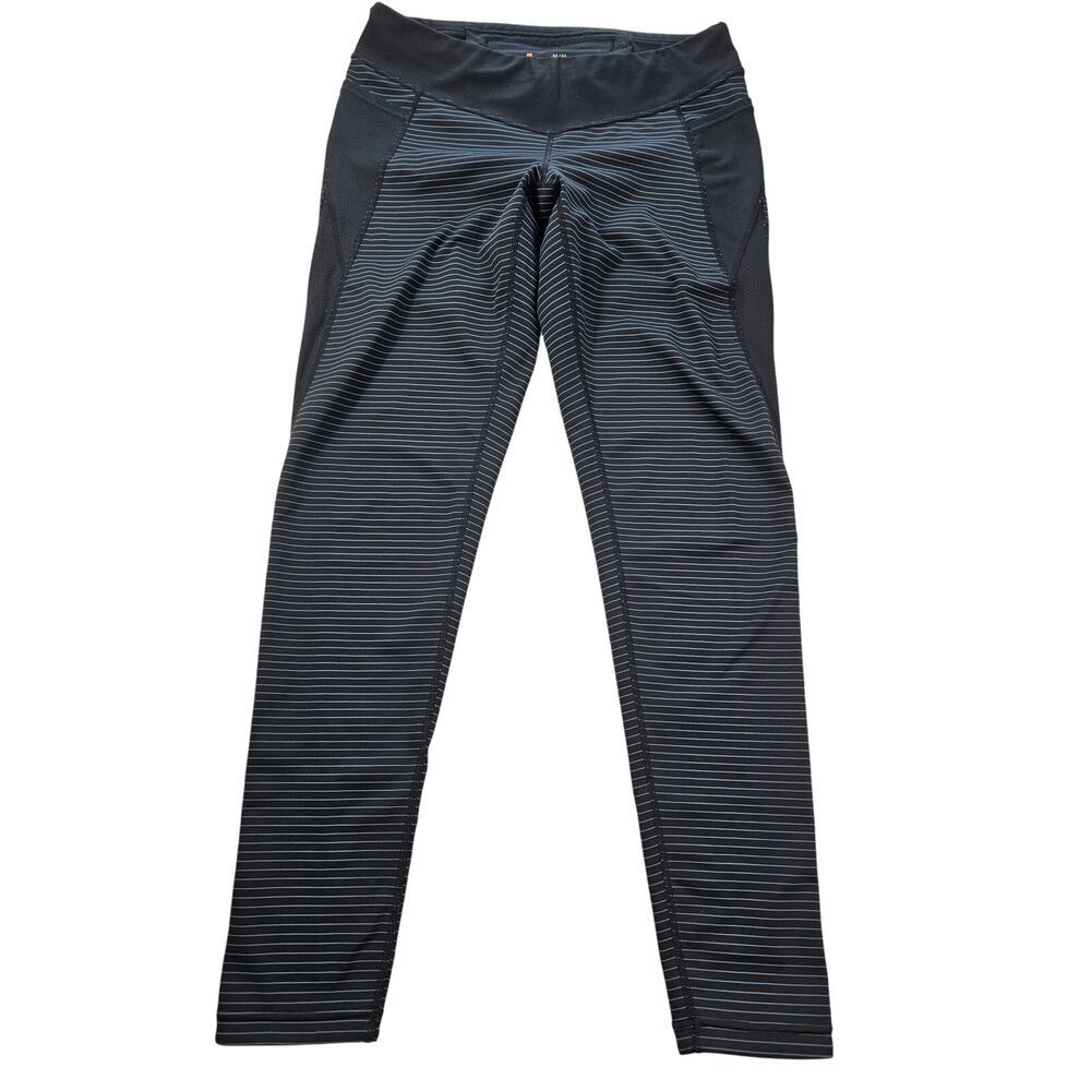 Lucy active blue striped cropped capri leggings side Ventilation running yoga M